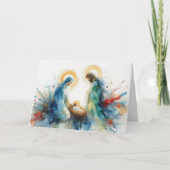 Cartes Pour Fêtes Annuelles Aquarelle Abstraite crèche (Devant)