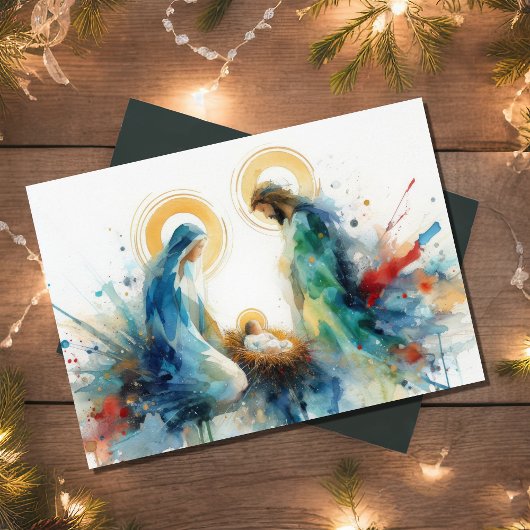 Cartes Pour Fêtes Annuelles Aquarelle Abstraite crèche