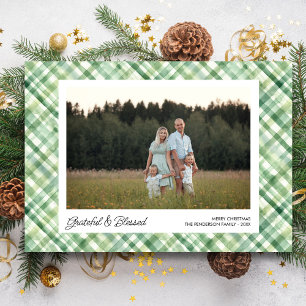 Cartes Pour Fêtes Annuelles Aquarelle amusante Plaid Check Christmas Photos pe
