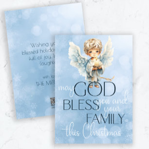 Cartes Pour Fêtes Annuelles Aquarelle Ange non photo Noël religieux
