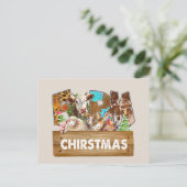 Cartes Pour Fêtes Annuelles Aquarelle animaux de la ferme de Noël (Debout devant)