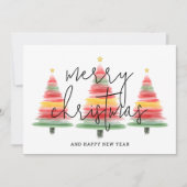 Cartes Pour Fêtes Annuelles Aquarelle Arbres de Noël (Devant)