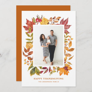 Cartes Pour Fêtes Annuelles Aquarelle Automne Feuilles Cadre Thanksgiving Phot