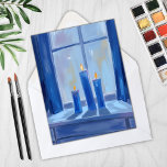 Cartes Pour Fêtes Annuelles Aquarelle aux bougies Hanoukka Bleues<br><div class="desc">Carte de vacances Blue Hanoukka Candles Watercolor</div>