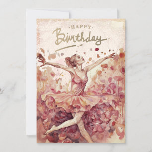 Cartes Pour Fêtes Annuelles Aquarelle Ballerina Joyeux anniversaire