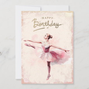 Cartes Pour Fêtes Annuelles Aquarelle Ballerina Joyeux anniversaire