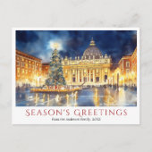 Cartes Pour Fêtes Annuelles Aquarelle Basilique Saint-Pierre Noël du Vatican (Devant)