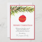 Cartes Pour Fêtes Annuelles Aquarelle Bauble sapin de Noël Joyeux et lumineux (Devant)