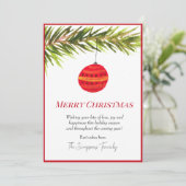 Cartes Pour Fêtes Annuelles Aquarelle Bauble sapin de Noël Joyeux et lumineux (Debout devant)