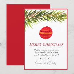 Cartes Pour Fêtes Annuelles Aquarelle Bauble sapin de Noël Joyeux et lumineux