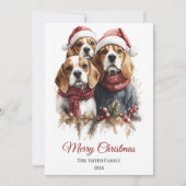 Cartes Pour Fêtes Annuelles Aquarelle beagle Noël Minimale (Devant)