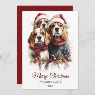 Cartes Pour Fêtes Annuelles Aquarelle beagle Noël Minimale