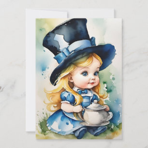 Cartes Pour Fêtes Annuelles Aquarelle Bébé Alice au pays des merveilles