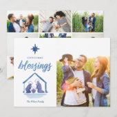 Cartes Pour Fêtes Annuelles Aquarelle Bénédiction de Noël Nativité Grille phot (Devant / Derrière)