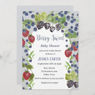 Cartes Pour Fêtes Annuelles Aquarelle Berries Blueberry Boy Baby shower