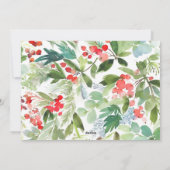 Cartes Pour Fêtes Annuelles Aquarelle Berries d'hiver et verdure (Dos)