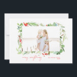 Cartes Pour Fêtes Annuelles Aquarelle Berries d'hiver et verdure<br><div class="desc">Mettez en valeur votre photo de famille préférée sur vos cartes de fin de année cette saison ! Que vous fêtiez Noël, Hanoukka ou que vous souhaitiez simplement envoyer un message de voeux de Nouvel An à vos amis et votre famille, Blush Paper Co. a la carte de vacances parfaite...</div>