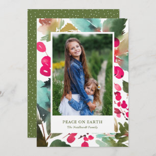 Cartes Pour Fêtes Annuelles Aquarelle Berries Noël Floral Fuchsia Photo