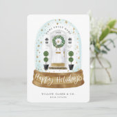 Cartes Pour Fêtes Annuelles Aquarelle blanche Festive Porte Globe des neiges (Debout devant)