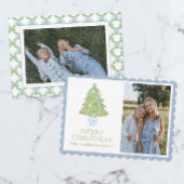 Cartes Pour Fêtes Annuelles Aquarelle bleu Chinoiserie Arbre de Noël Photo