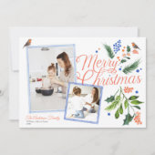 Cartes Pour Fêtes Annuelles Aquarelle bleu Citrus Joyeux Noël Deux photos (Devant)