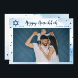 Cartes Pour Fêtes Annuelles Aquarelle Bleu Classique Or Bonne Photo Hanoukka<br><div class="desc">Carte classique Blue Watercolor or Happy Hanoukka Photo Holiday</div>