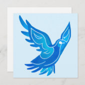 Cartes Pour Fêtes Annuelles Aquarelle bleu et blanc Peace Dove (Devant / Derrière)