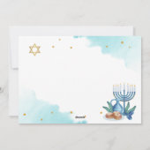Cartes Pour Fêtes Annuelles Aquarelle bleu moderne or joyeuse Hanoukka photo (Dos)