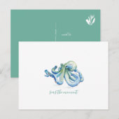 Cartes Pour Fêtes Annuelles Aquarelle bleu Octopus Art (Devant / Derrière)