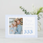 Cartes Pour Fêtes Annuelles Aquarelle bleu Preppy Chinoiserie Bas (Debout devant)