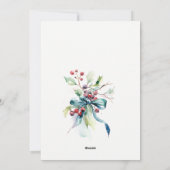 Cartes Pour Fêtes Annuelles Aquarelle Bleu Vert Berres d'hiver Noël (Dos)