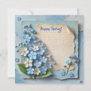 Cartes Pour Fêtes Annuelles Aquarelle bleu vintage oubliez moi pas les fleurs