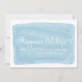 Cartes Pour Fêtes Annuelles Aquarelle Bleue Joyeuses Vacances (Devant)