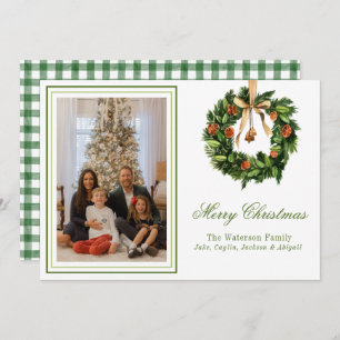 Cartes Pour Fêtes Annuelles Aquarelle Boho Orange Slice Wreath Photo de Noël