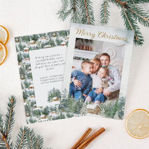 Cartes Pour Fêtes Annuelles Aquarelle Bois rustique Cabine de Noël Photo