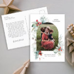 Cartes Pour Fêtes Annuelles Aquarelle Botanique Arc Floral Photo Noël<br><div class="desc">Watercolor Botanical Floral Arch Christmas Holiday Carte postale présente une photo voûtée accentuée par de belles fleurs d'aquarelle d'hiver,  ainsi que la place pour votre message plus long sur le dos.</div>