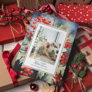 Cartes Pour Fêtes Annuelles Aquarelle botanique d'hiver Photo de Noël