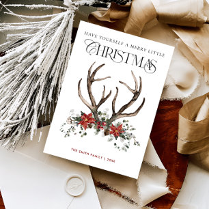 Cartes Pour Fêtes Annuelles Aquarelle Botanique Fer de Noël Avec Aiguille
