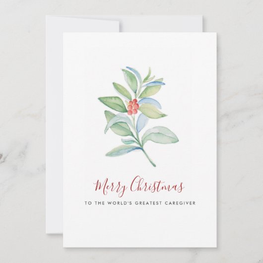 Cartes Pour Fêtes Annuelles Aquarelle Botanique Feuilles et Berries (Devant)