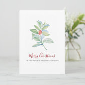 Cartes Pour Fêtes Annuelles Aquarelle Botanique Feuilles et Berries (Debout devant)