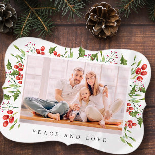 Cartes Pour Fêtes Annuelles Aquarelle Botanique Holly Berry Foliage Noël