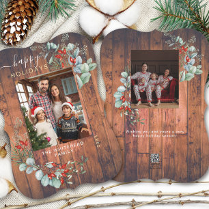 Cartes Pour Fêtes Annuelles Aquarelle Botanique Photo Bois