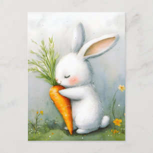 Cartes Pour Fêtes Annuelles Aquarelle Bunny Happy Harvest