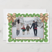 Cartes Pour Fêtes Annuelles Aquarelle Burap naturel Bow Garland Photo (Devant)