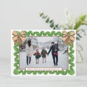 Cartes Pour Fêtes Annuelles Aquarelle Burap naturel Bow Garland Photo (Debout devant)