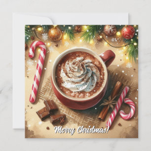 Cartes Pour Fêtes Annuelles Aquarelle cacao de Noël Joyeux Noël