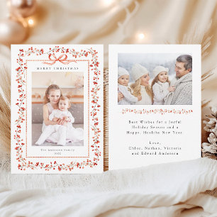 Cartes Pour Fêtes Annuelles Aquarelle Cadre rouge Berry 2 Photo Noël