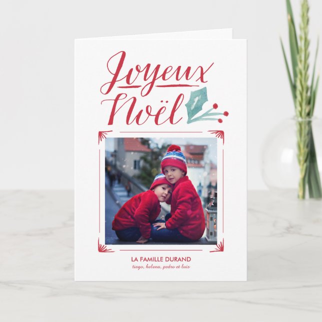 Cartes Pour Fêtes Annuelles Aquarelle & Calligraphie | Joyeux Noël (Devant)