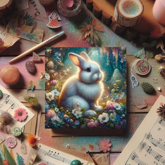 Cartes Pour Fêtes Annuelles Aquarelle céleste Lapin lapin lapin Pâques