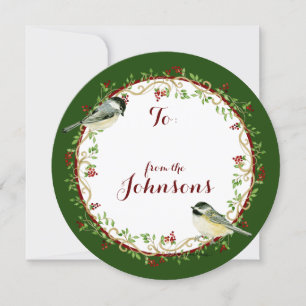 Cartes Pour Fêtes Annuelles Aquarelle Chickadee Birds Joyeux Noël Wreath